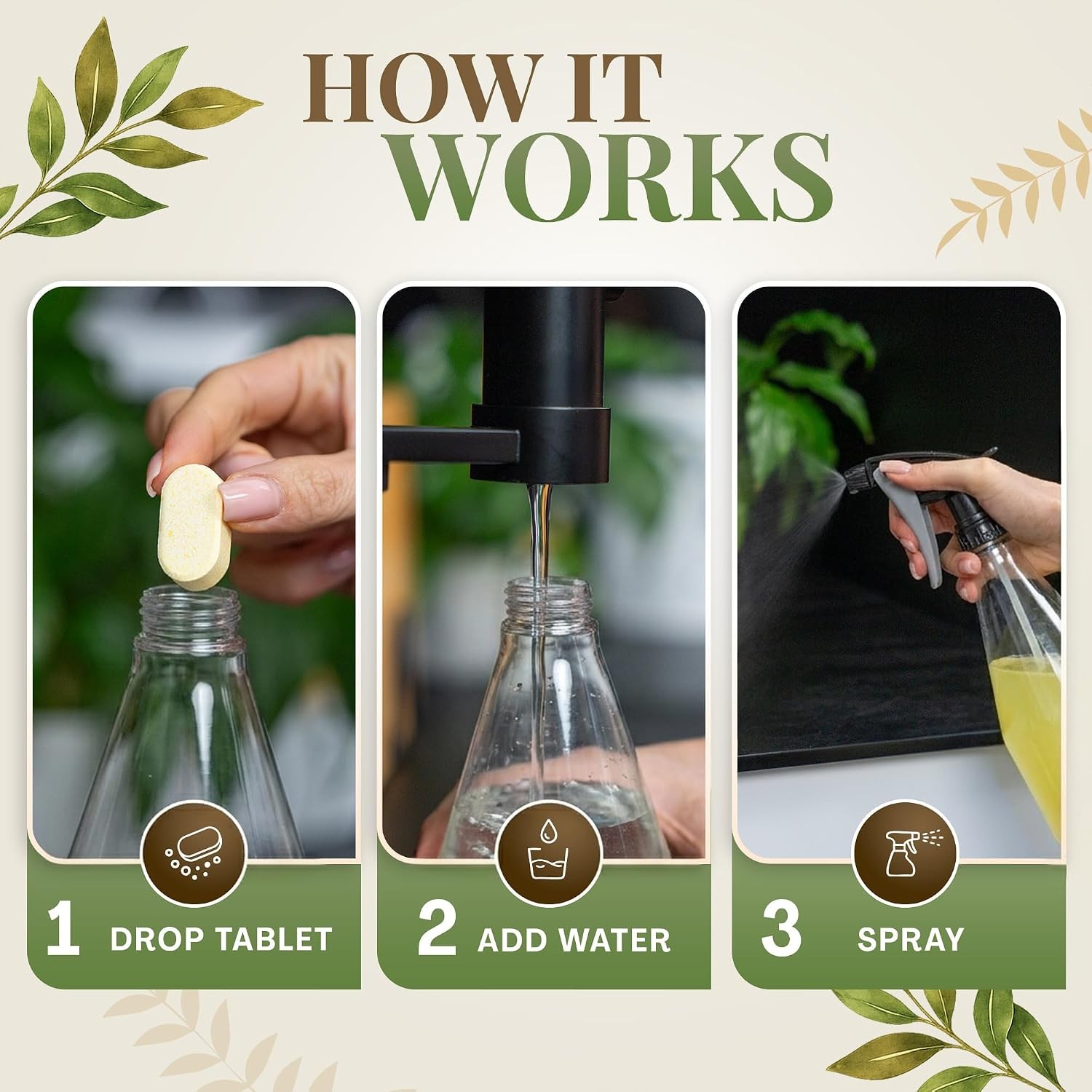 Cleaning Tablets for Spray Bottle Multi Surface Cleaner Refill Pods Eco Friendly