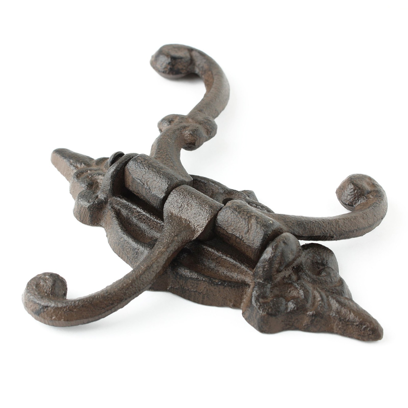 Rustic Swivel Hook Fleur De Lis Cast Iron Coat Hat Purse Towel Hanger Victorian