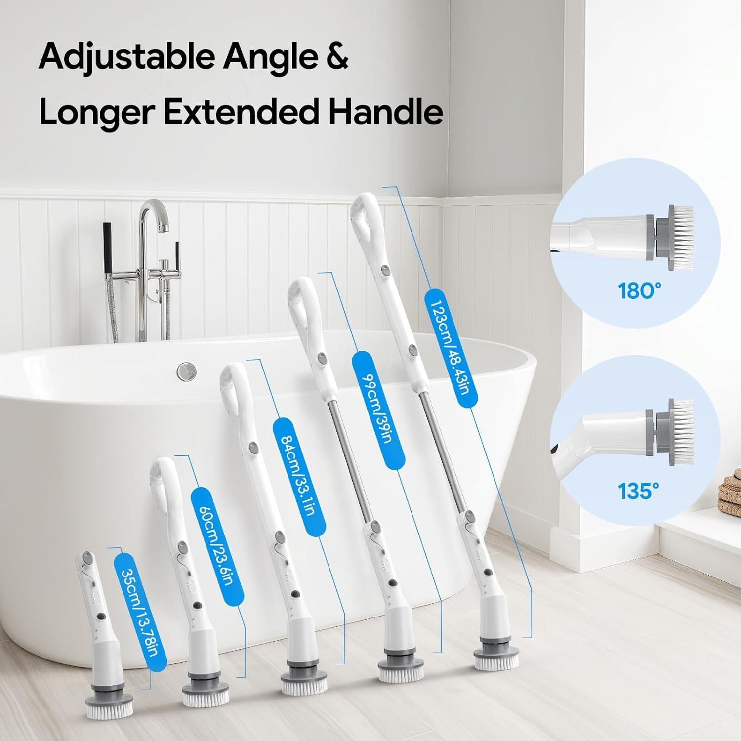 Cordless Electric Spin Scrubber 7 Heads Power Cleaning Brush Bathroom Tub Tile