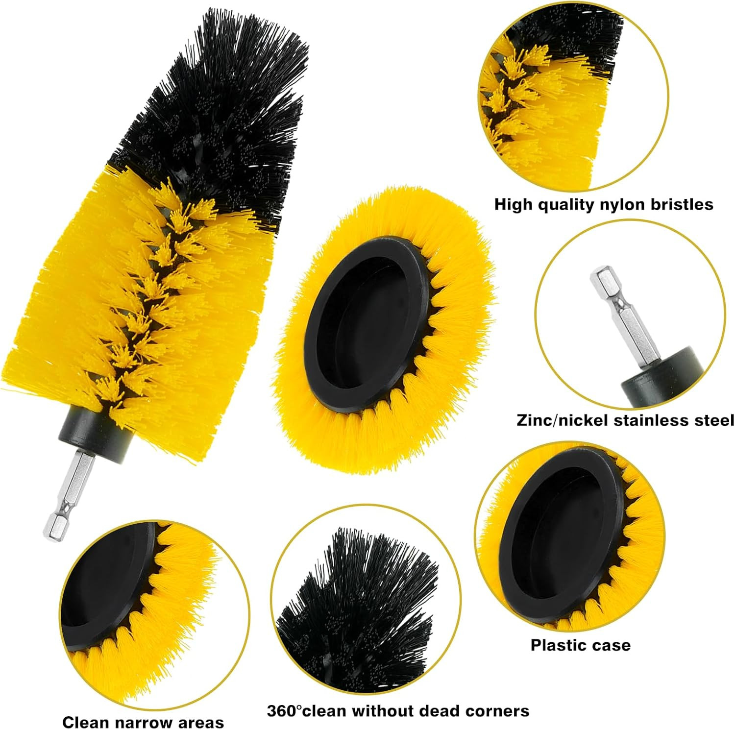 8 Pcs Drill Brush Attachment Set, Power Cleaning Scrub Brush Kit with Extend Lon