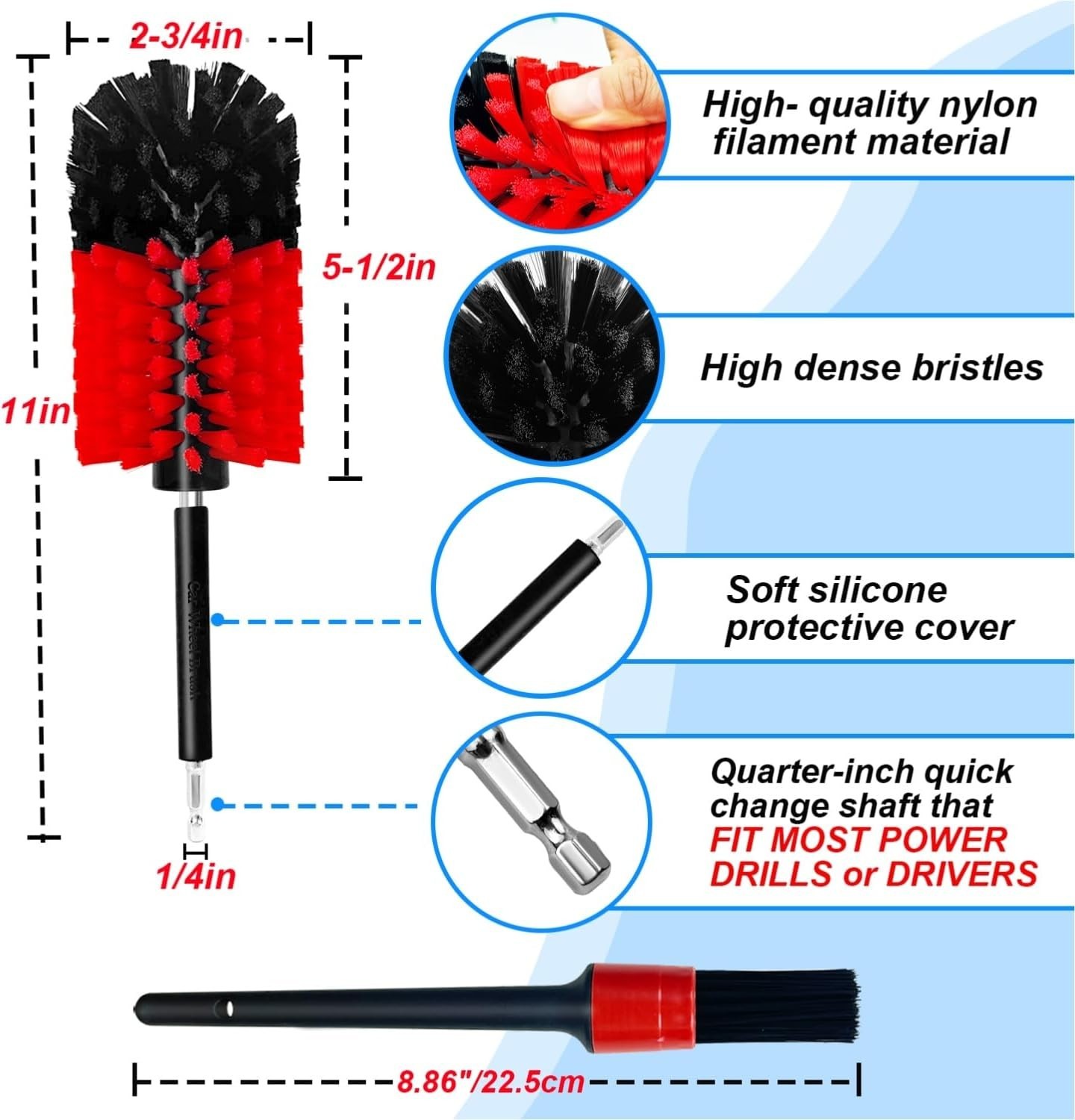 Wheel Brush Kit, Soft Drill Wheel Cleaner Brush, No Scratches Highly Dense Ca…