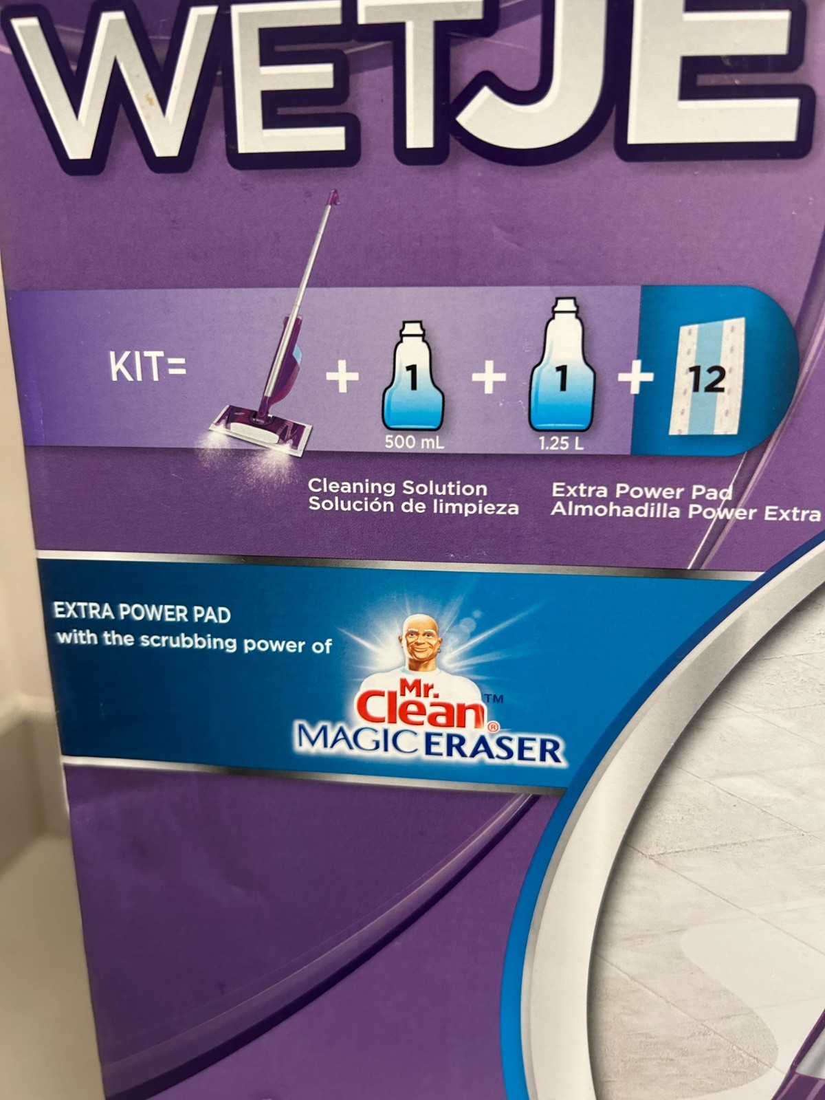 Wet JET Spray Mop Starter Kit New: 10 Cleaning Pads, 1 Wet Jet Device, 1 Bottle