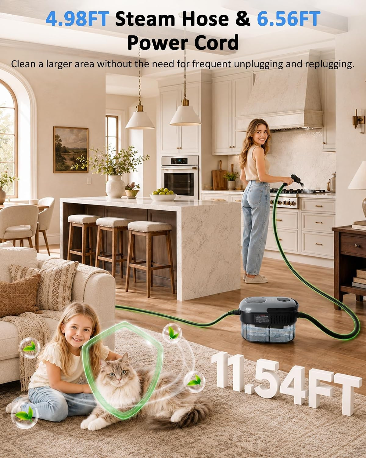 Steam Cleaner, Portable Handheld High-Pressure, 15S Fast Heating | 3 Steam Level