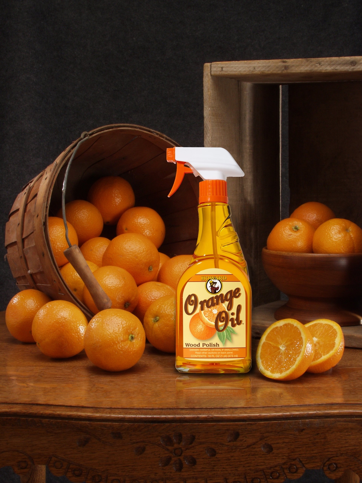 Howard Orange Oil Wood Polish 16 Fl Oz Natural Shine and Citrus Scent
