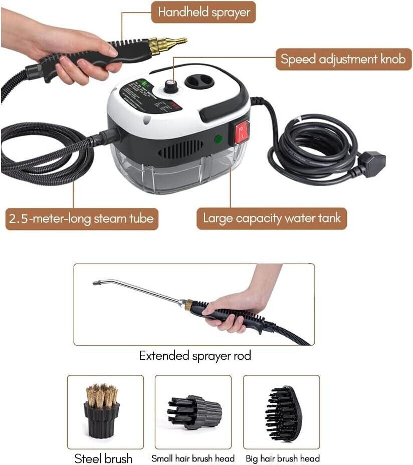 Handheld High Temp Steam Cleaner High Pressure Household Cleaning Machine 2500W