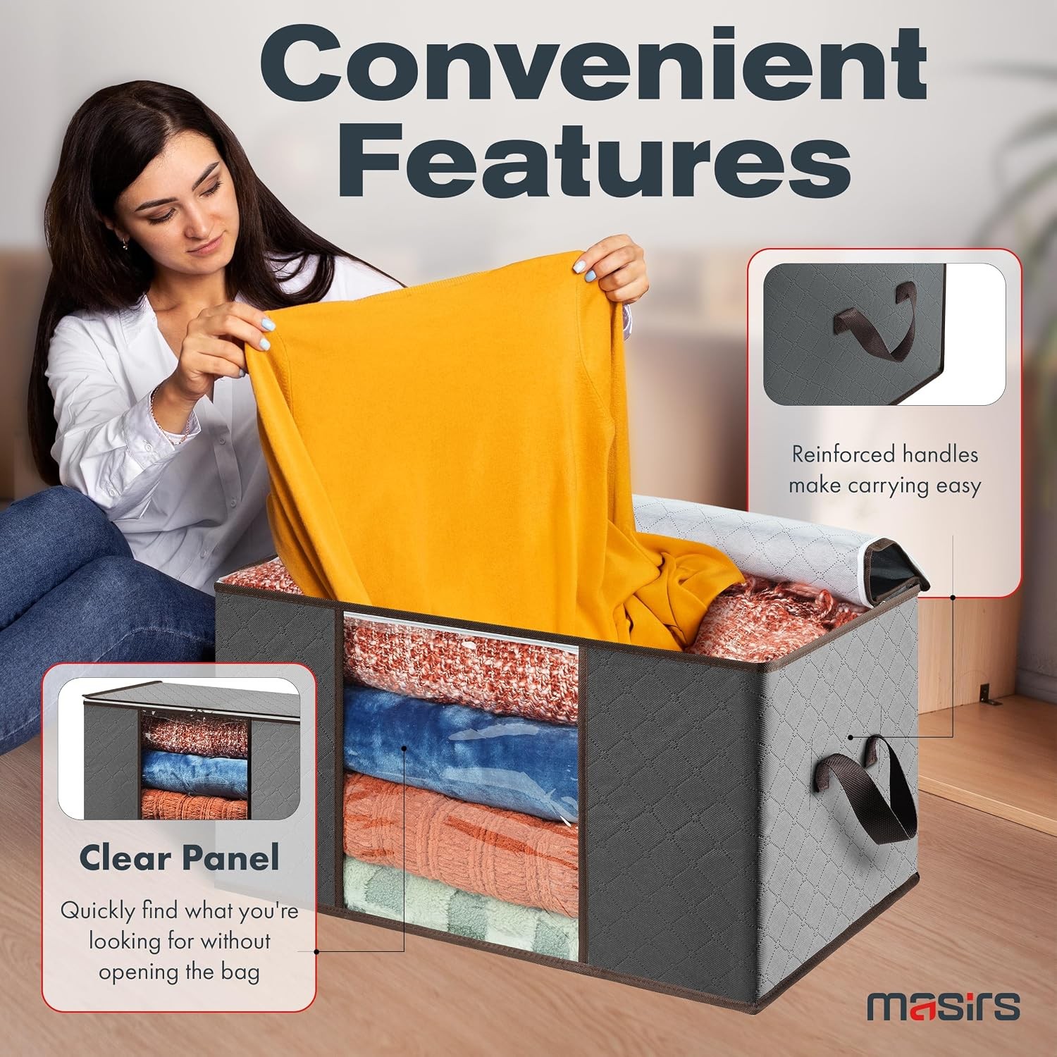 Storage Bags for Clothes & Blankets Collapsible Organizer 6 Pack Laundry