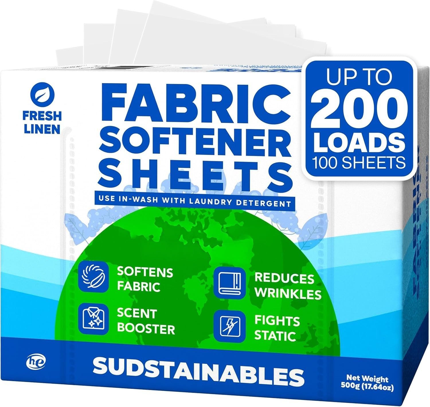 Mess-Free Soft Fabric Softener Sheets for Hassle-Free Laundry – 200 Loads