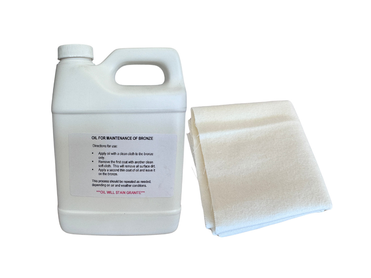 Bronze Oil For Care & Maintenance w/ Cotton Flannel Cloth – 32oz