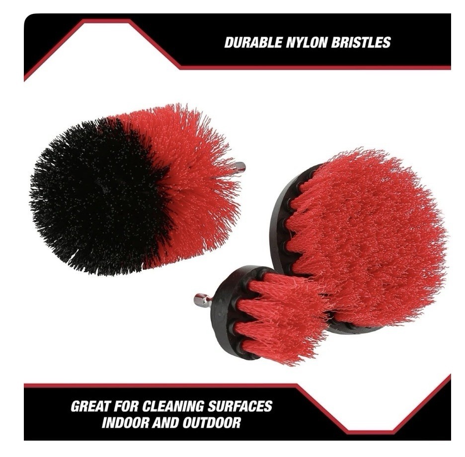 4-Piece HYPER TOUGH Scrub Brush Cleaning Attachment Set for Electric Drills