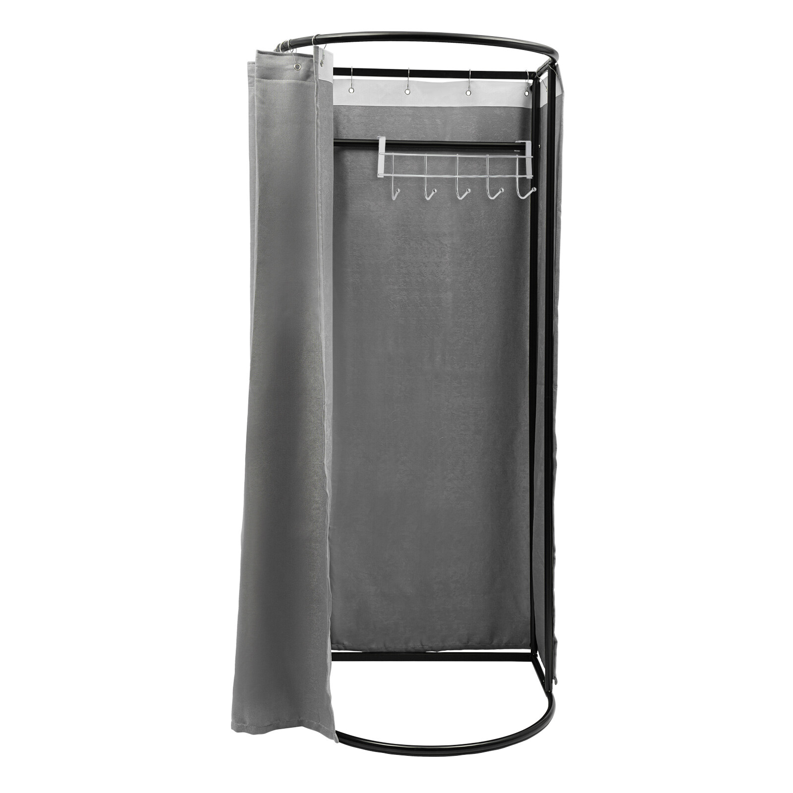 Fitting Room with Grey Shading Curtain, Portable Clothing Store Dressing Room