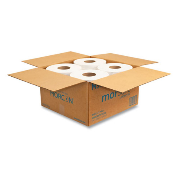 Morcon Tissue Jumbo Bath Tissue, Septic Safe, 2-Ply, White, 12 Rolls/Carton