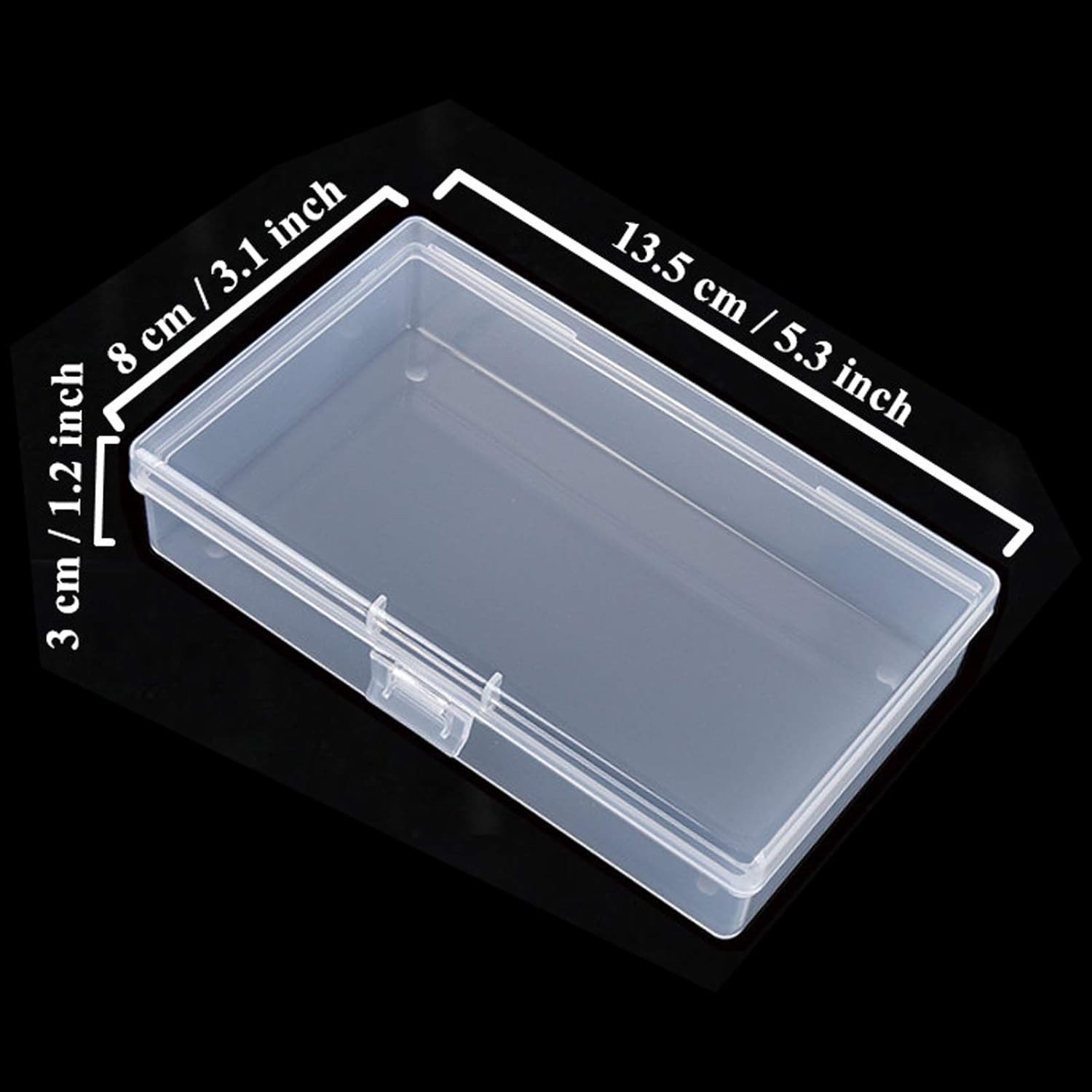 2/10 Clear Plastic Storage Container Box Hinged Lid Art Jewelry Making Organizer