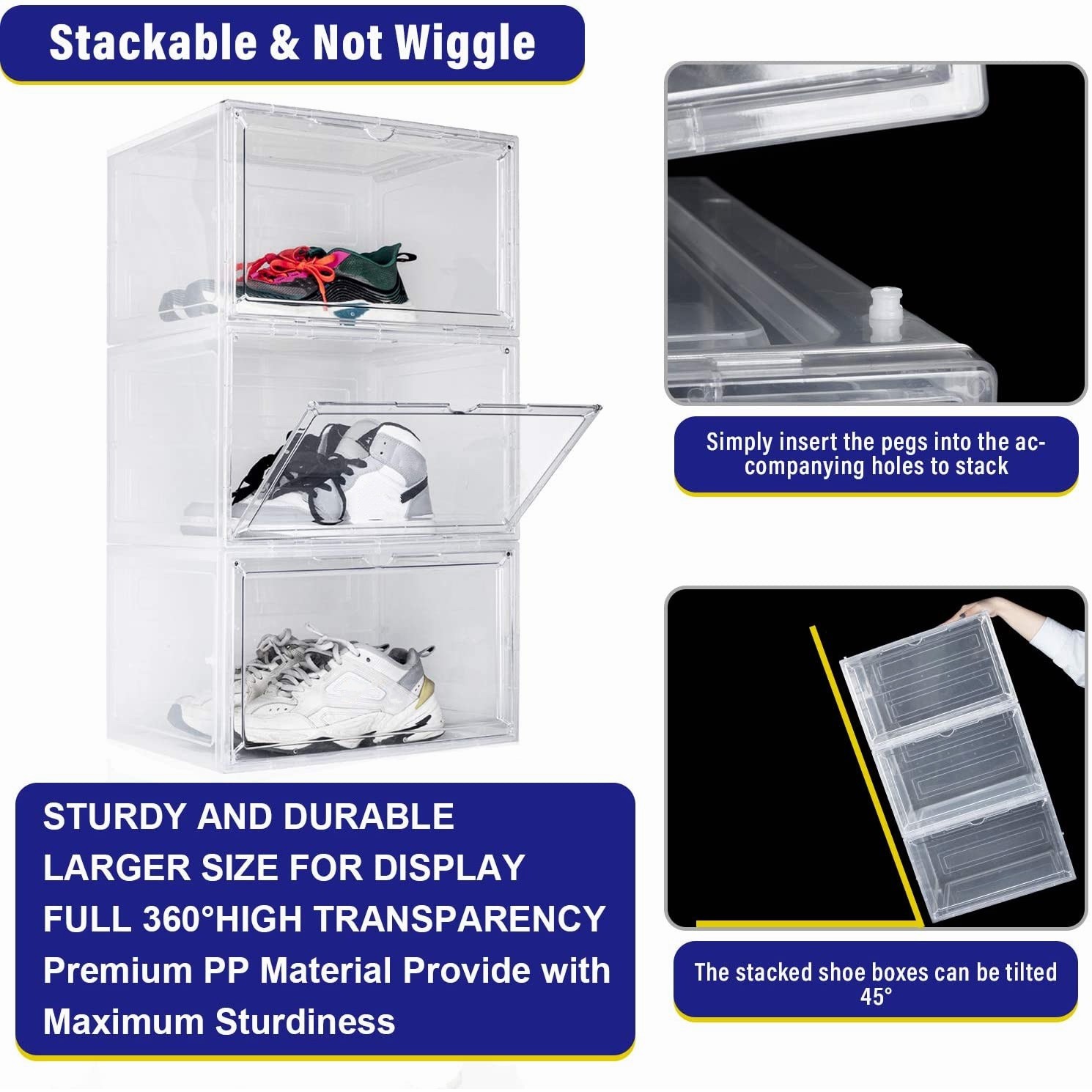 10x Magnetic Shoe Storage Boxes Full Clear Drop Side AJ Sneaker Organizer Case