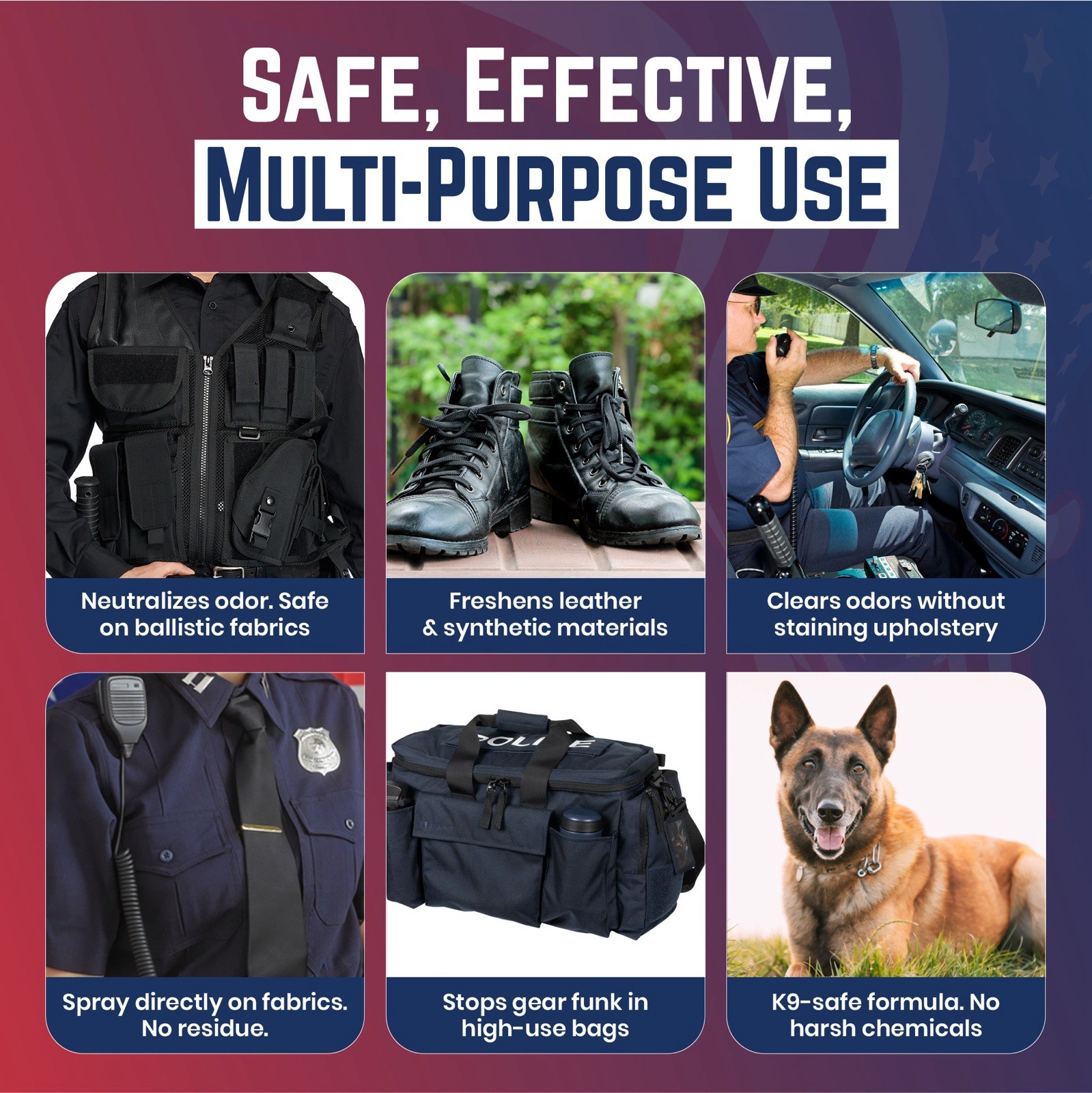 (2) Vest Odor Control Spray Tactical Gear Deodorizer for Vests Uniforms Boots