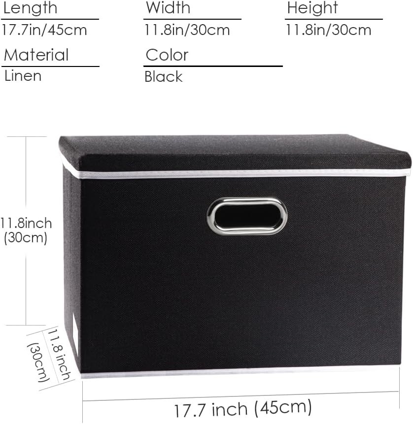 Versatile Large Storage Boxes – 37L Capacity Minimalist Design in Black [5-Pack]