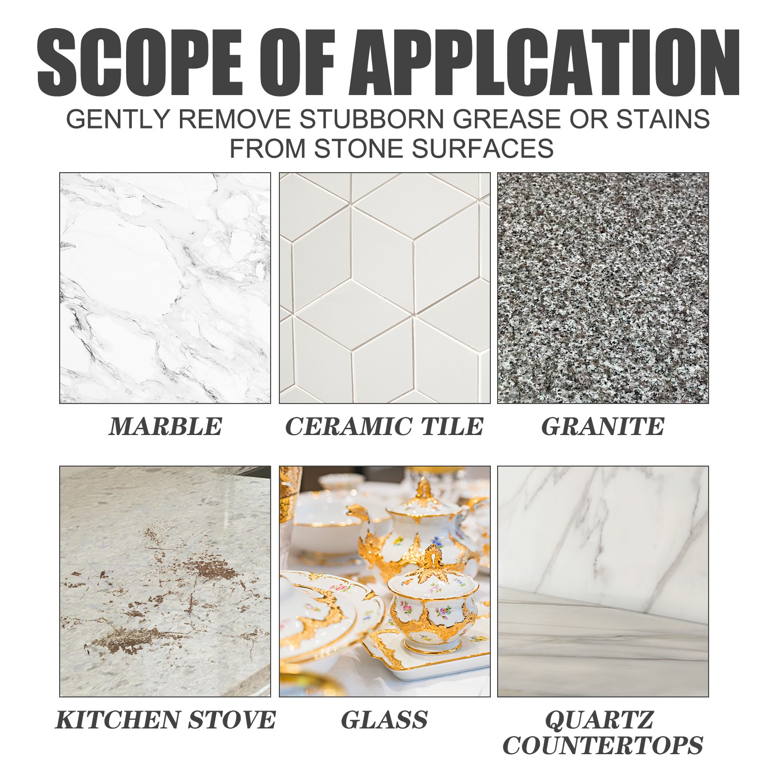 Stone & Marble Cleaner Powder Granite Tile Polish for Kitchen Countertop