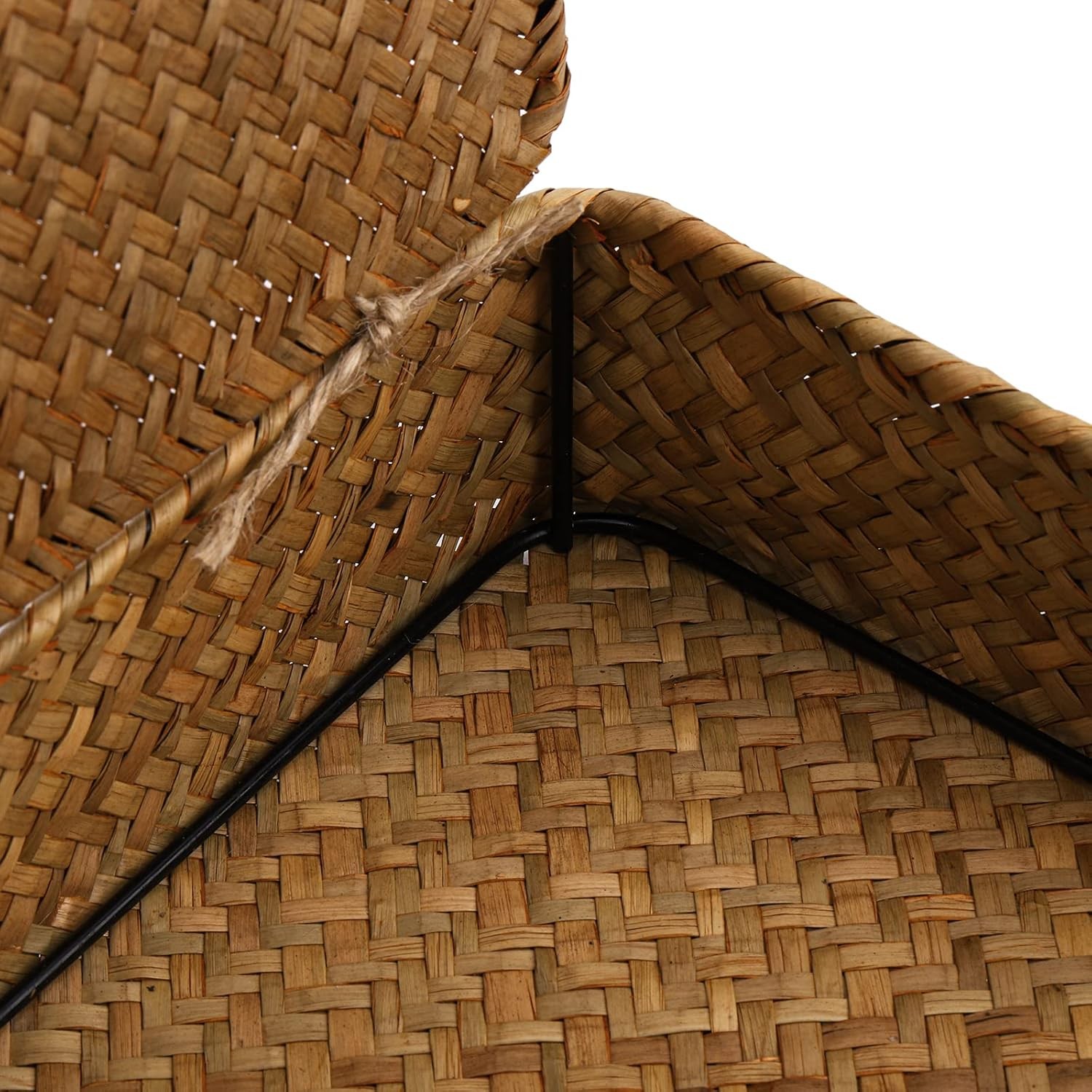 2 Pack Seagrass Baskets with Lid,Wicker Storage Baskets Flat Rattan Storage Bins