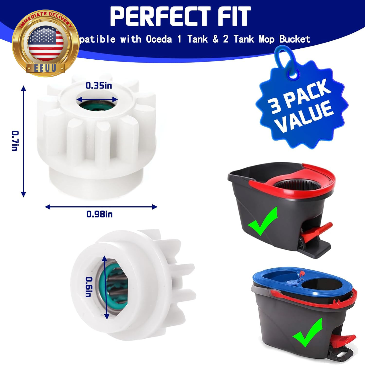3 Pack Pedal Bearing Replacement for Ocedar Mop Bucket – Easy Fix for 90% Rotati
