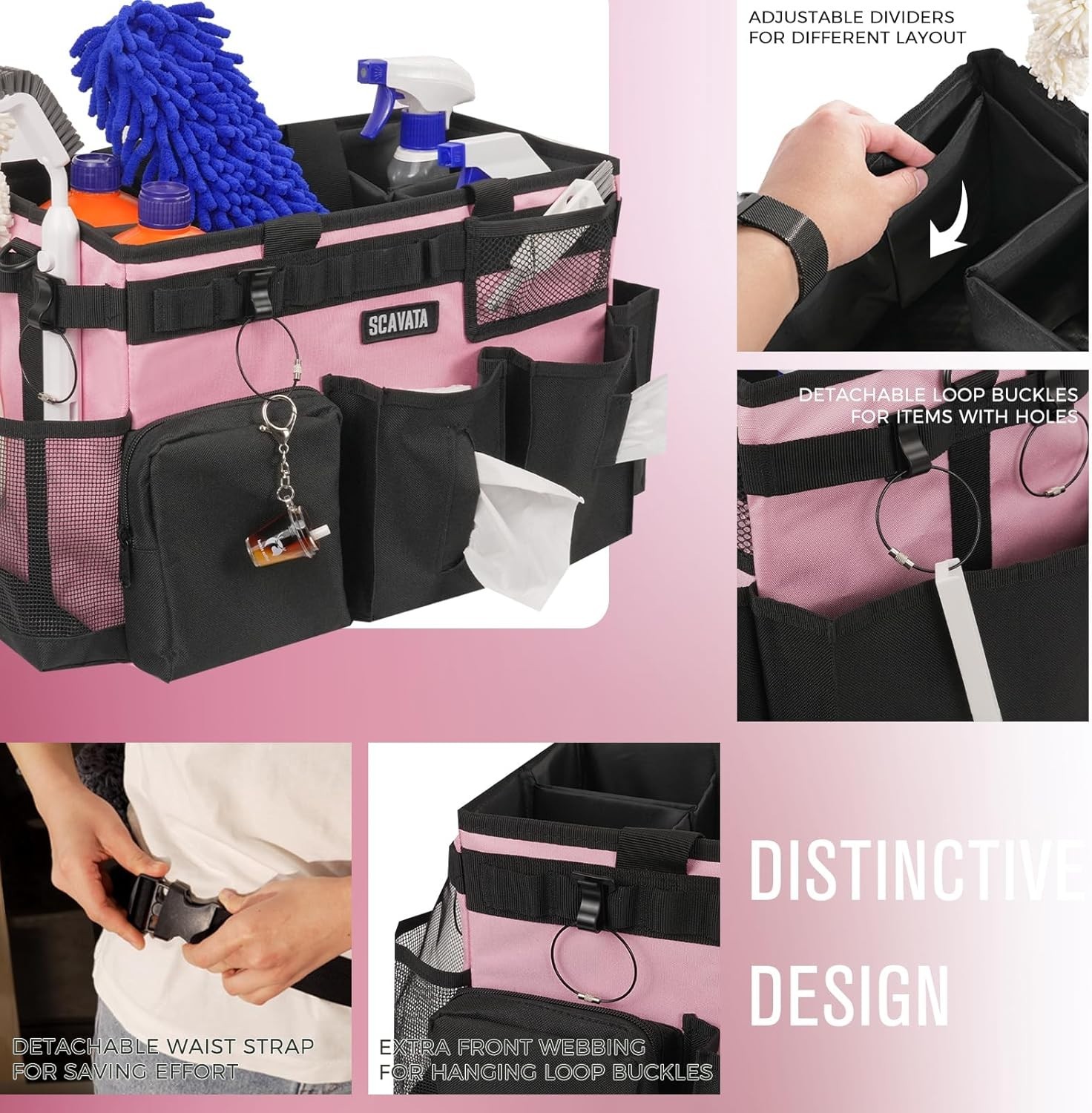 Wearable Cleaning Caddy Bag, Cleaning Caddy Supplies Organizer with Handle