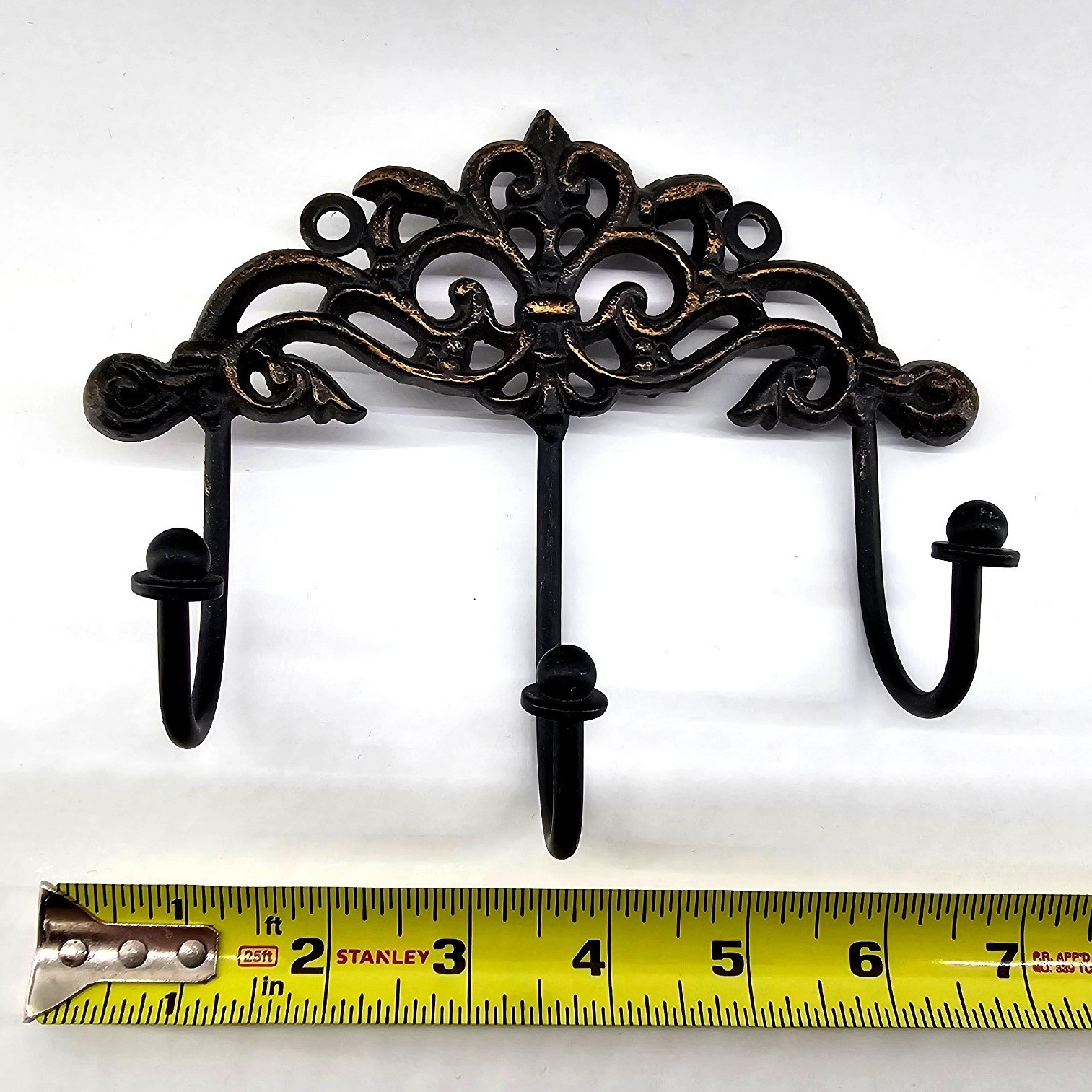 Ornate Scroll Coat Hook Bronze Finish Metal Decorative Cast Metal Set of 2
