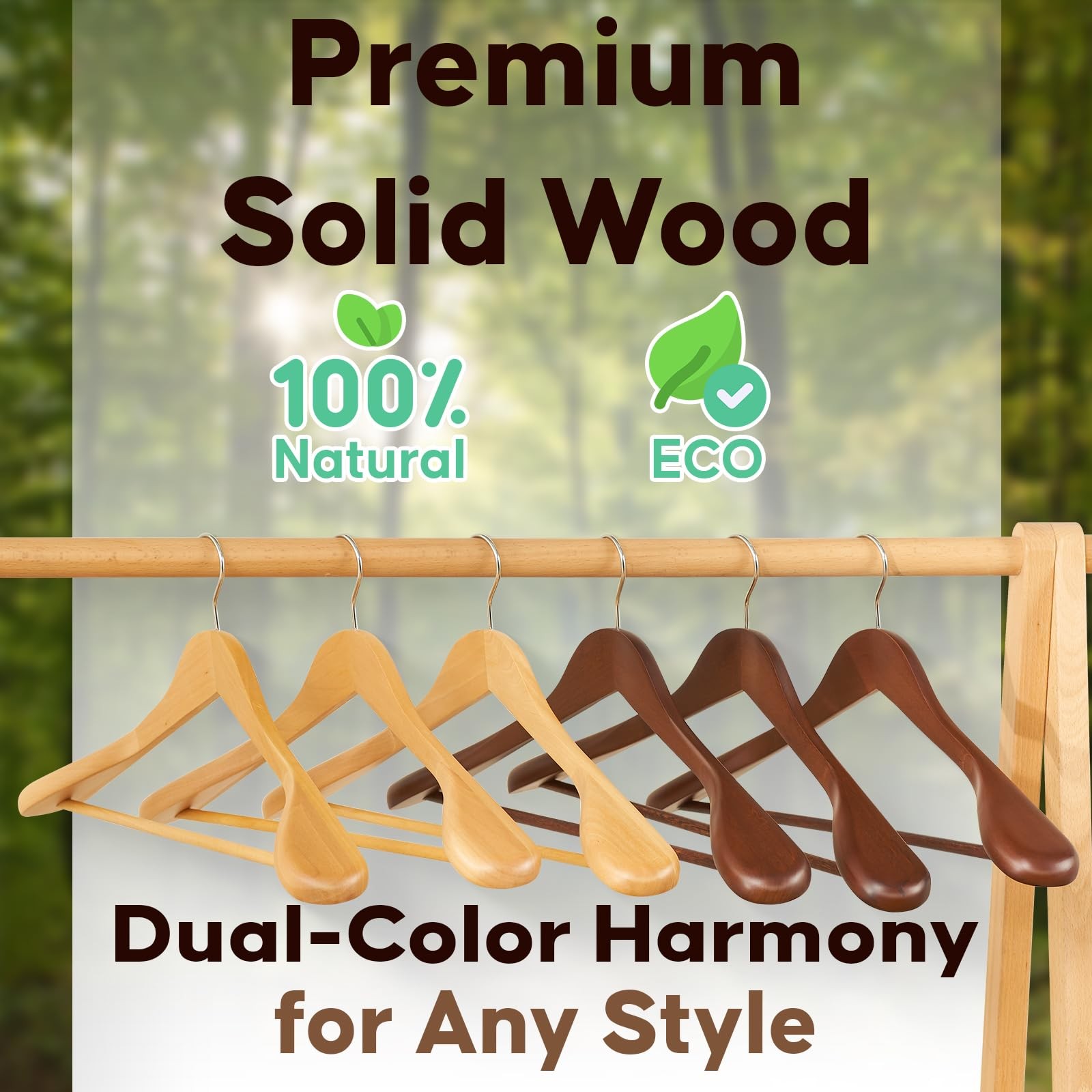 Suit Hangers, 6 Pack Heavy Duty Wooden with Extra Wide Shoulder, 17.5″ Luxury…