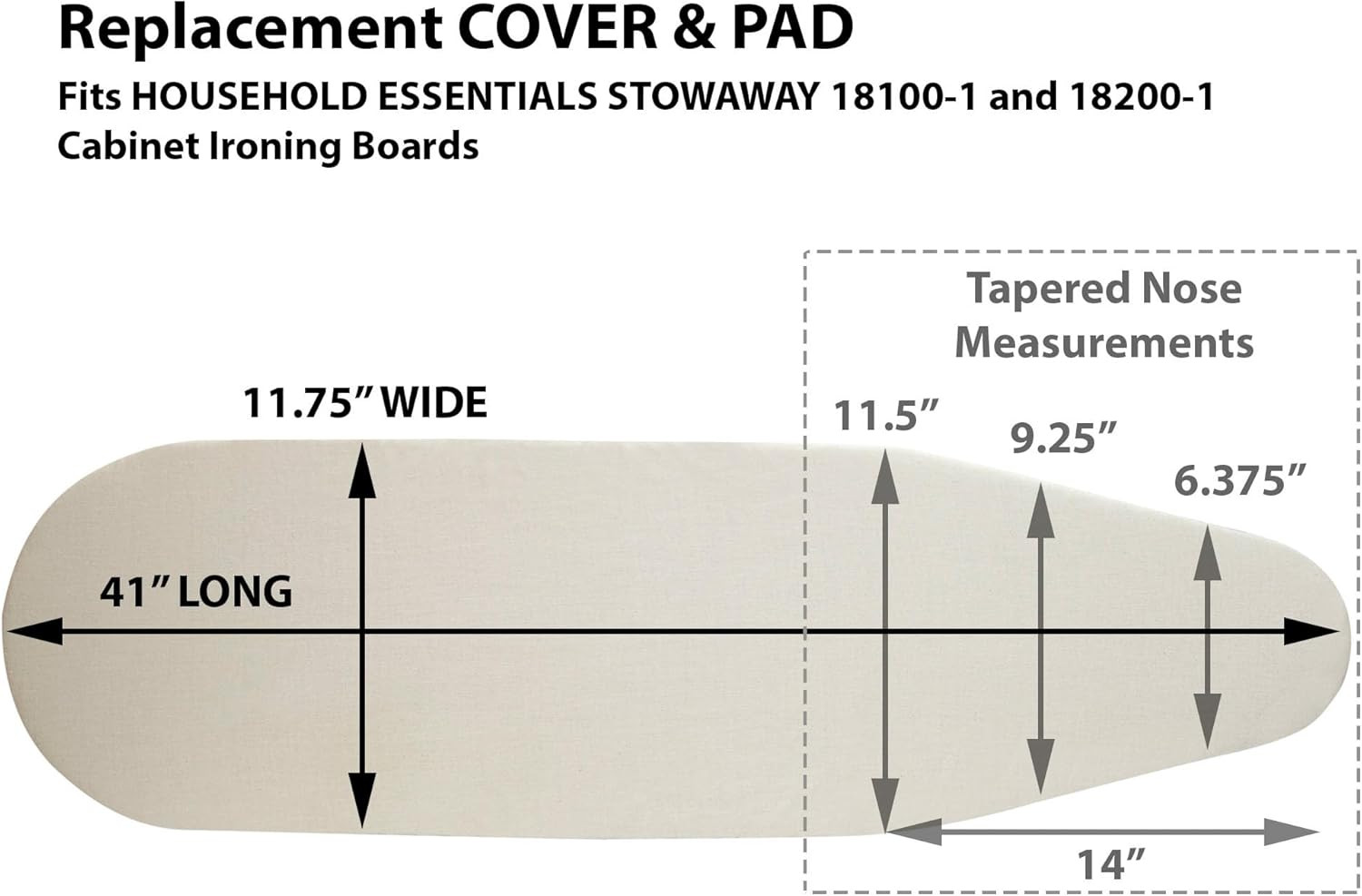 Household Essentials Stow Away® Tabletop Ironing Board Cover, 100% Cotton Cover