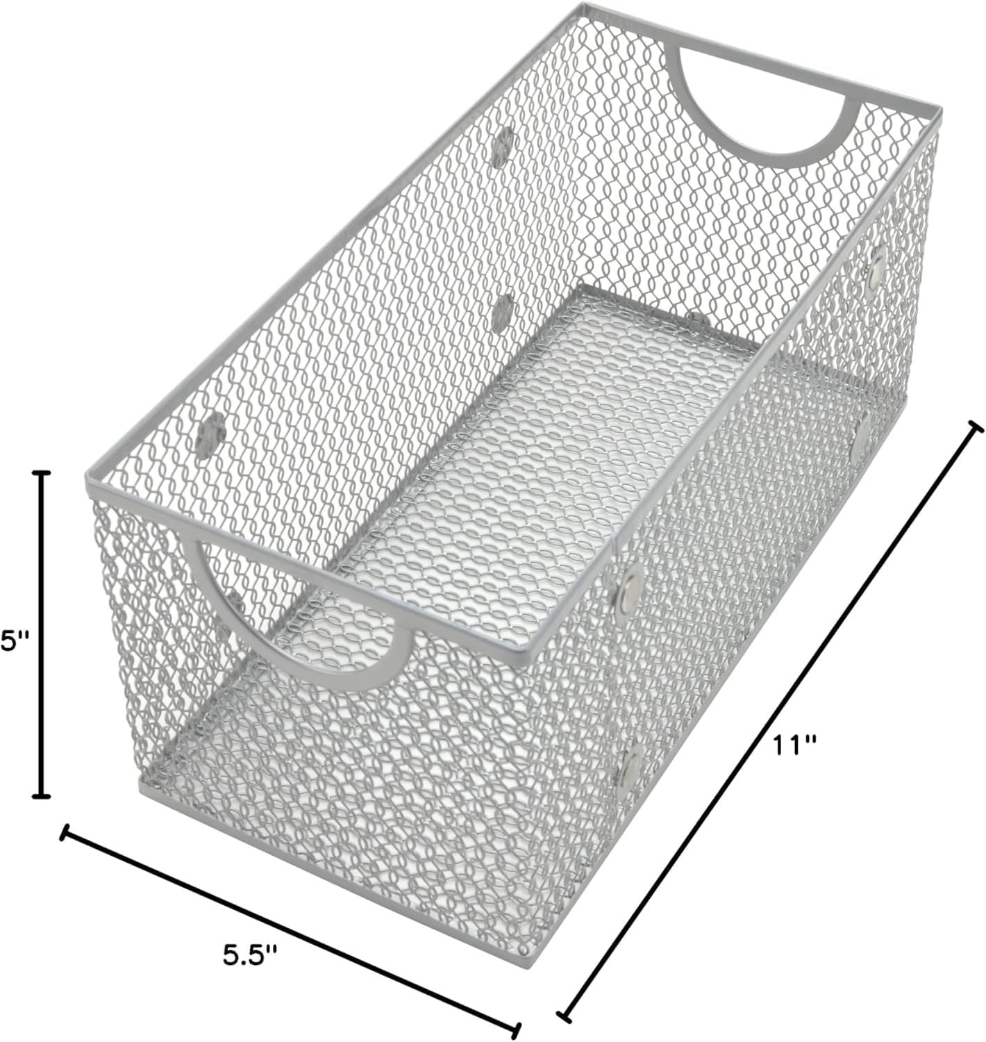 Ybm Home Wire Mesh Open Bin Basket Silver 11 in. L x 5.1 in. W x 5 in. H 2 Pack