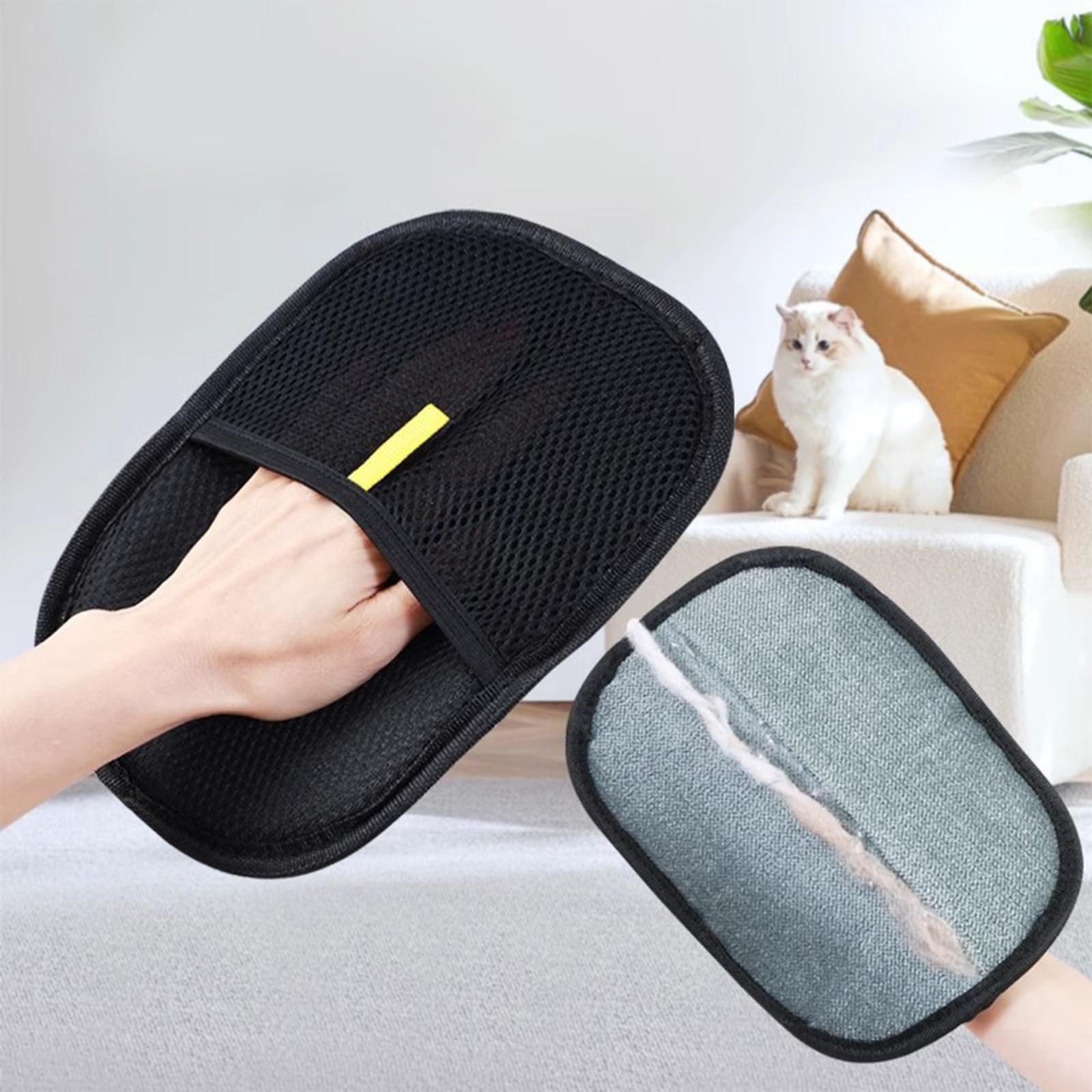 Apanbar 2 Pcs Yomi pet Hair Remover Glove,pet Removal BLACK(2PACK)