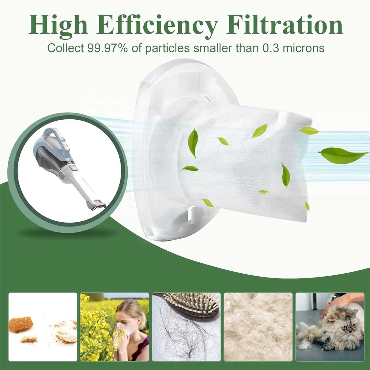 6-Pack Universal Filters for Black & Decker VF110 Dustbuster Part No. 90558113