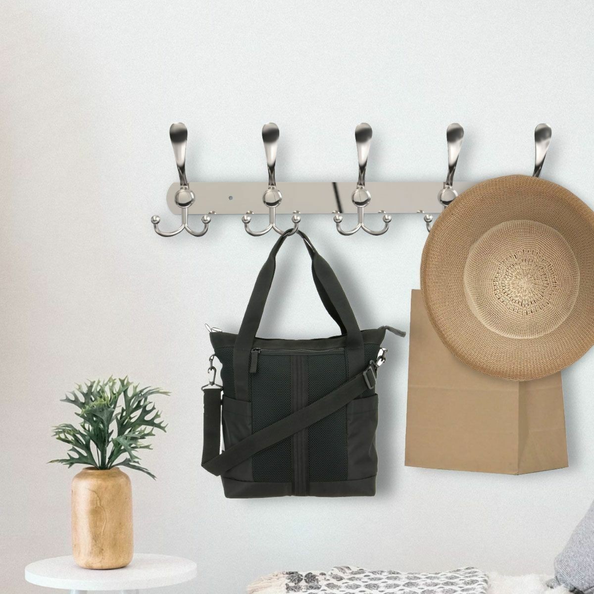 Stainless Steel 15 Hooks Coat Robe Hat Clothes Wall Mount Hanger Towel Rack 2025