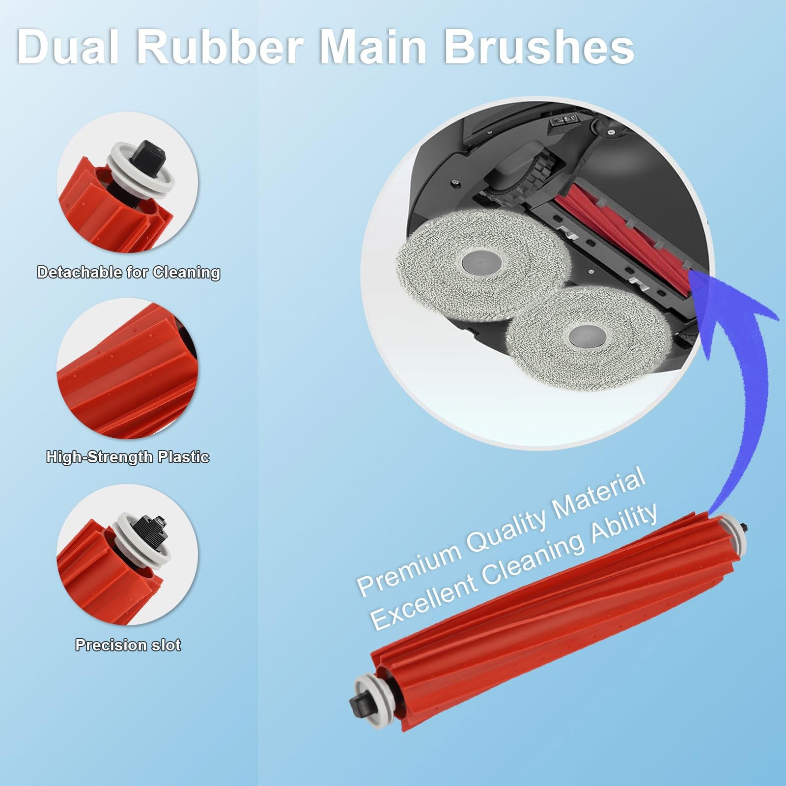 20 PCS Accessories Kit for Roborock Q Revo Robot Vacuum Cleaner, Red, Grey