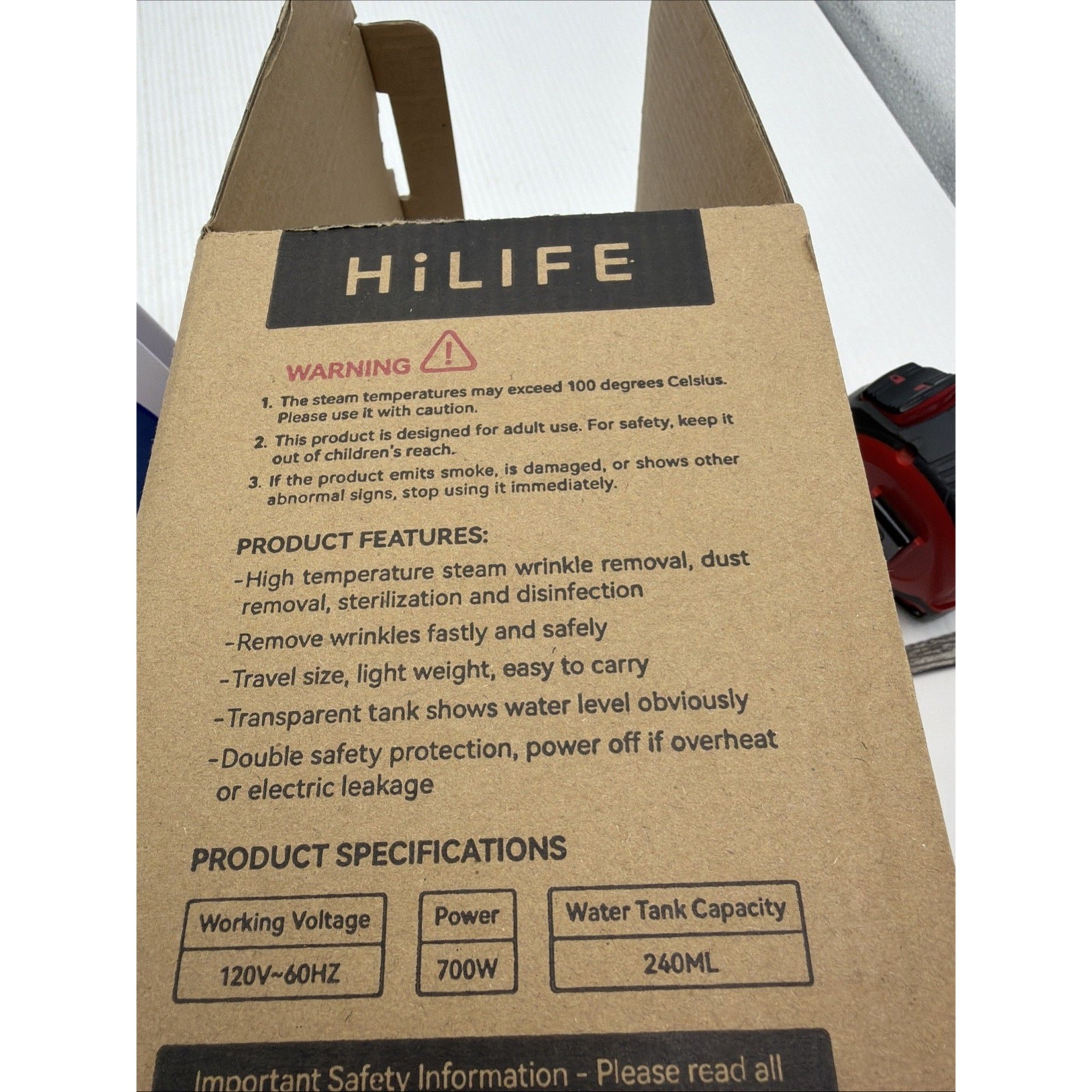 HiLife Portable Garment Steamer 100-120V for Clothes, Fabric, Garments
