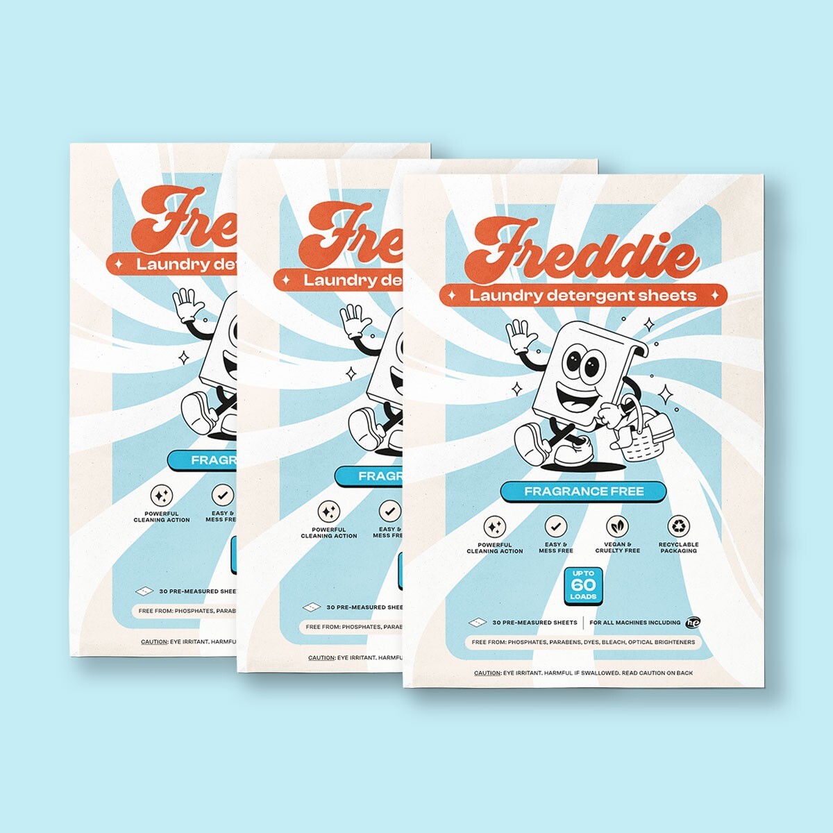 3 Pack Freddie Laundry Detergent Sheets – 180 Loads (90 Sheets)