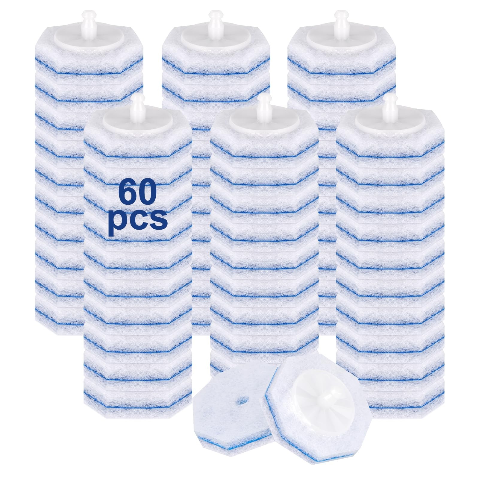 60pcs Toilet Cleaner Refill Pads for Clorox Wand, Upgrade 3-Layer Toilet Scru…