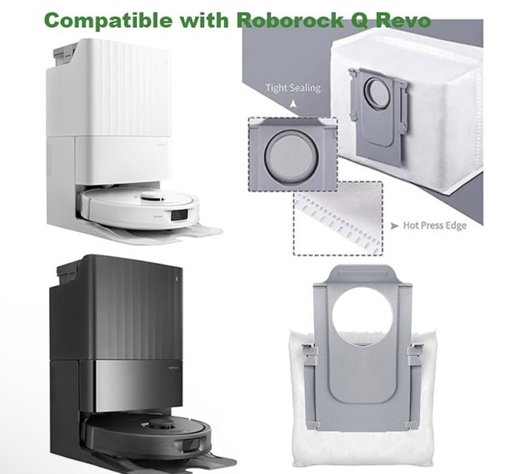 16 Pack Dust Bags Compatible With Roborock Q Revo Robot Vacuum 2.7l Large Capaci