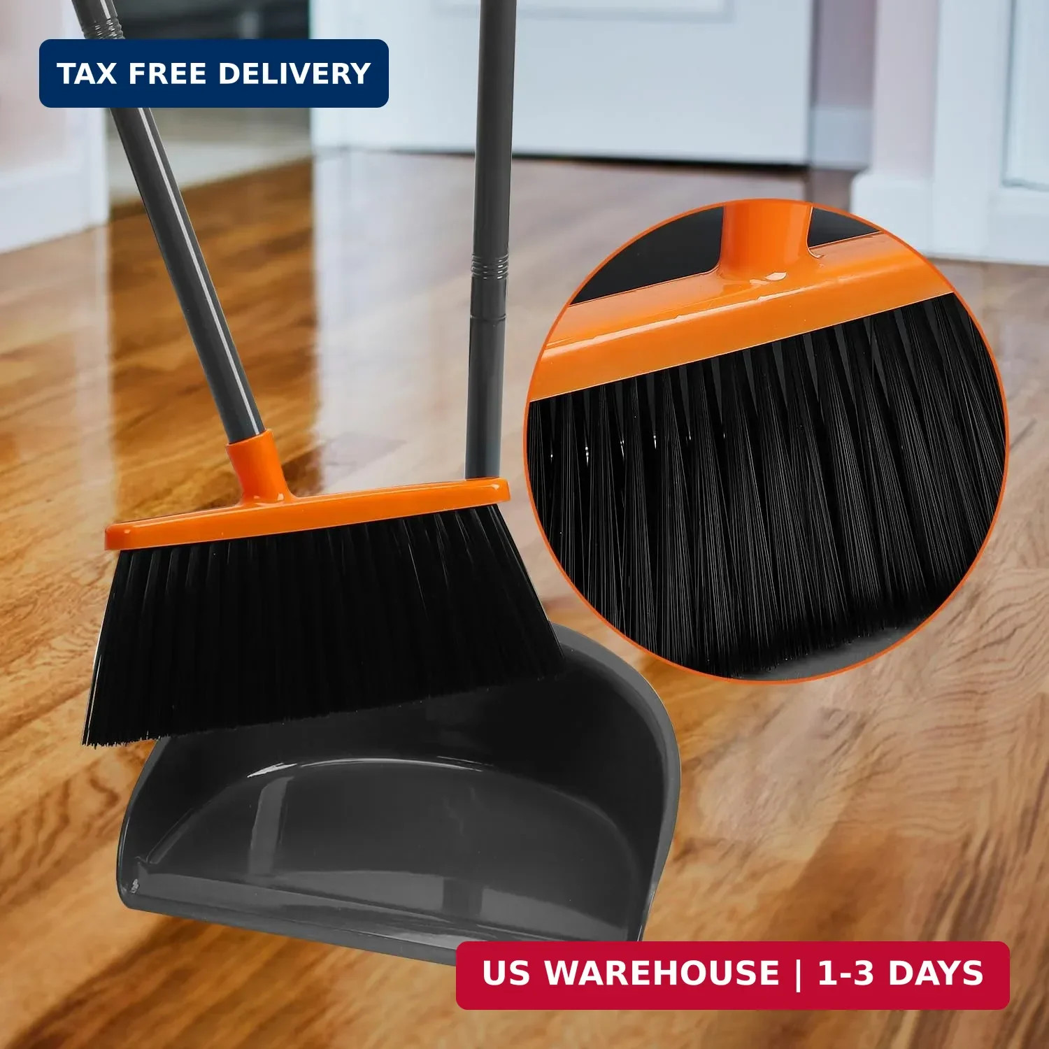 Long Handle Broom with Dustpan Combo Set for Office Home Kitchen Lobby Floor Cle