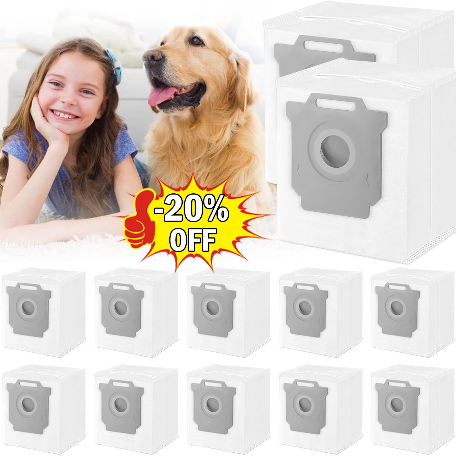 24PCS Vacuum Bags for iRobot Roomba i7+i3/E5/E6/S9/ Automatic Dirt Disposal Bags