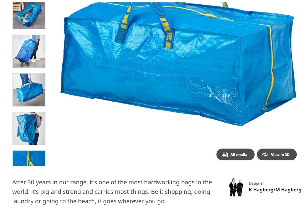 IKEA ZipStorage bag for cart, blue, 28 ¾x13 ¾x11 ¾ ” 20 gal 55lb loading