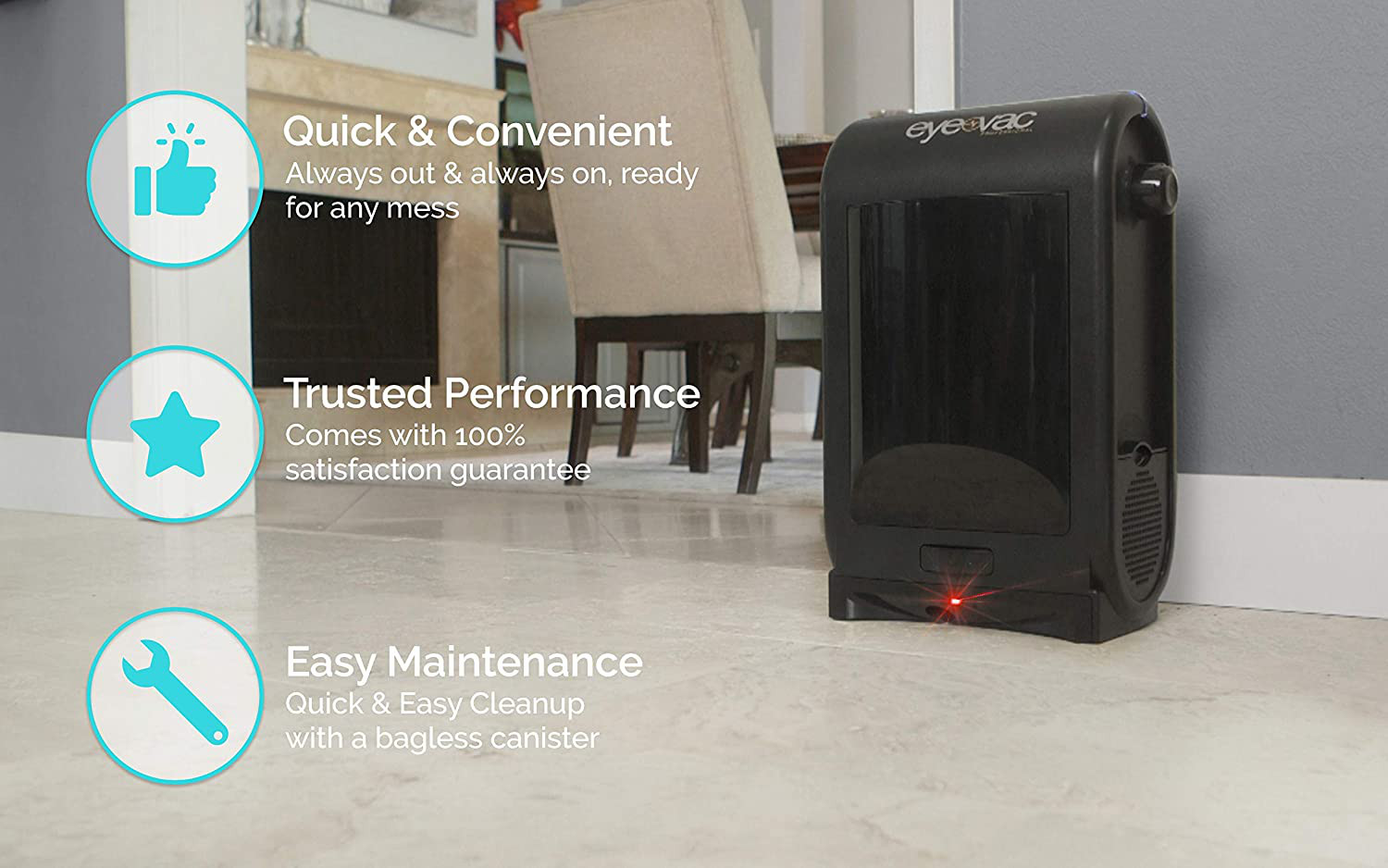 EyeVac PRO Touchless Stationary Vacuum – 1400 Watts Professional Vacuum