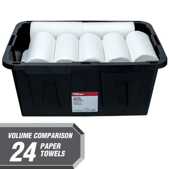 Hyper Tough 27 Gallon Storage Bin w/ Snap Lid, Black/Red Heavy Duty Containe 2Pk