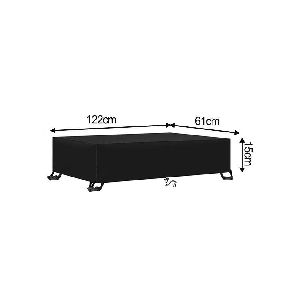 Black Rectangular Patio Table Cover Fits 122x61x15cm to 228.6x102x15cm