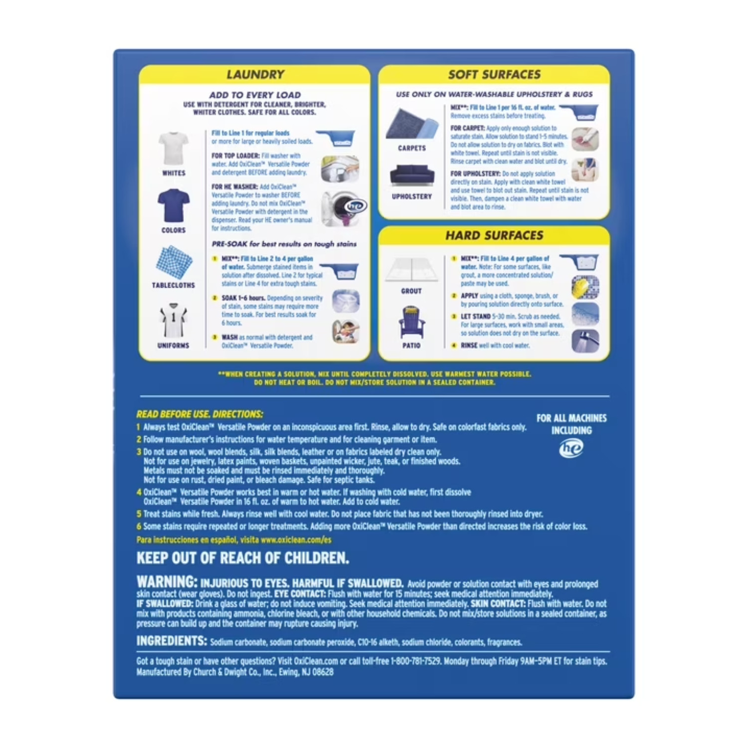 2 Pack OxiClean Versatile Stain Remover Powder 7.22 lb for Laundry and Home Use