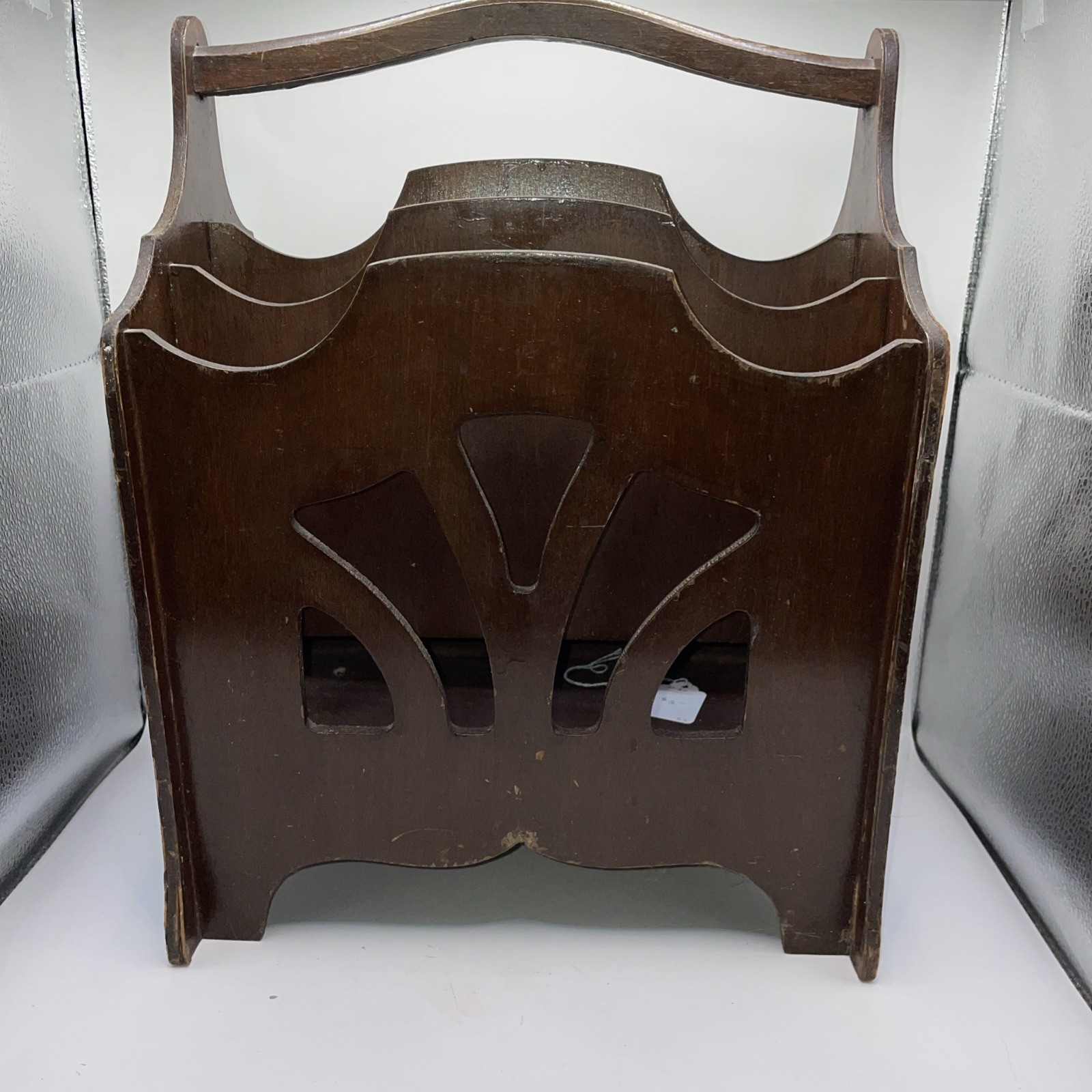 Vintage Dark Walnut Magazine Rack 12”x16”x10”