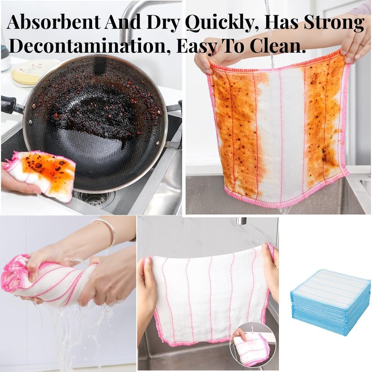 10Pc Natural Wood Fiber Cleaning Cloth Odor Free Dish Cloth Reusable Dish Towel