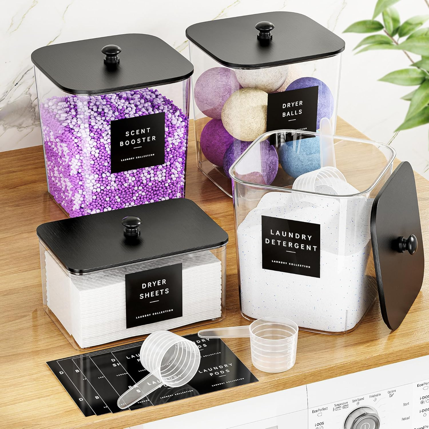 4 Pack Laundry Pods Container, Clear Laundry Room Organization Containers Essent