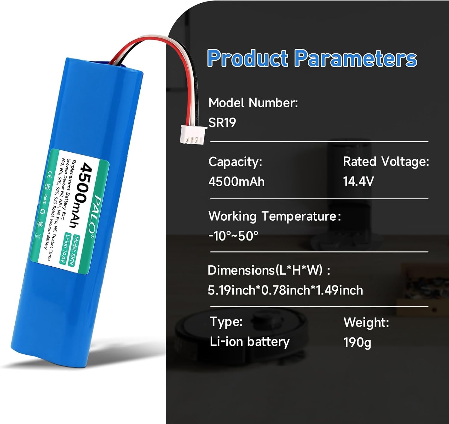 4500mAh Battery Replacement for Ecovacs Deebot N8, N8+, N8 Pro, Pro+,…