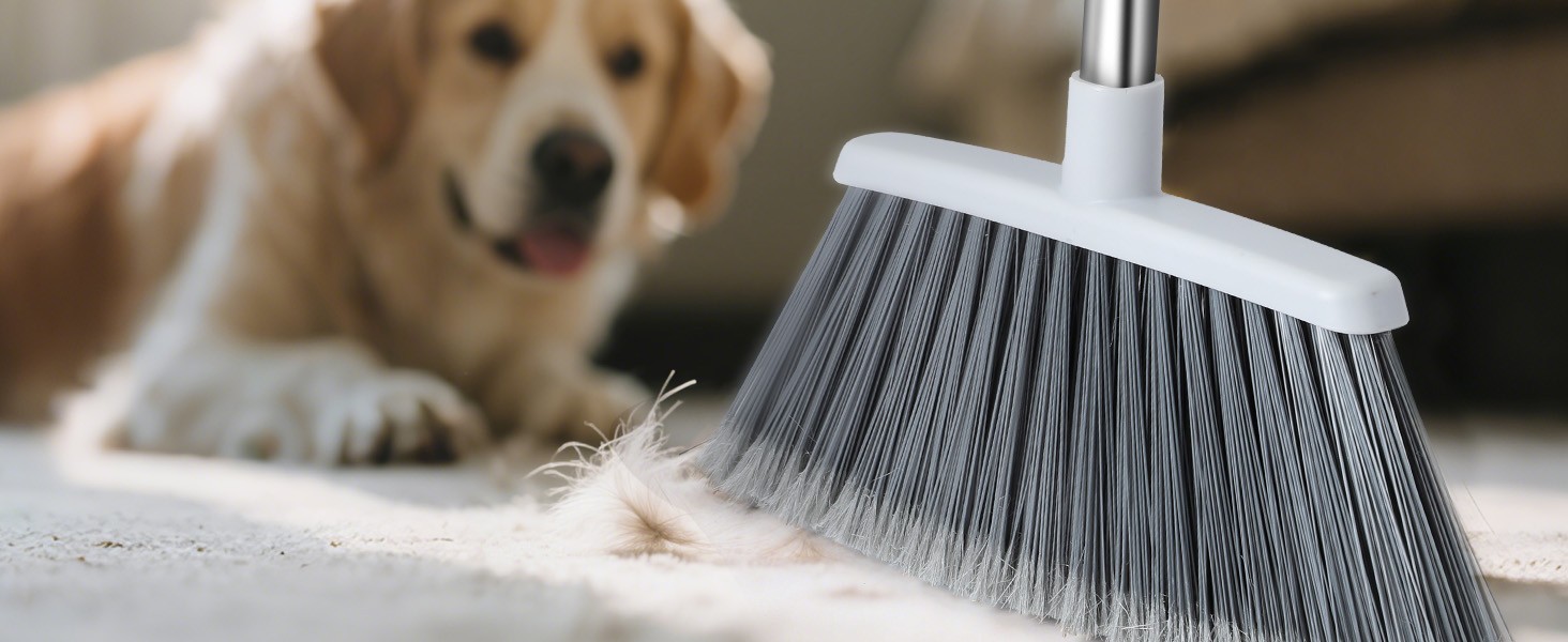 Broom, Outdoor Brooms for Sweeping Indoor, Adjustable 55″ Pet Hair Removal Heavy