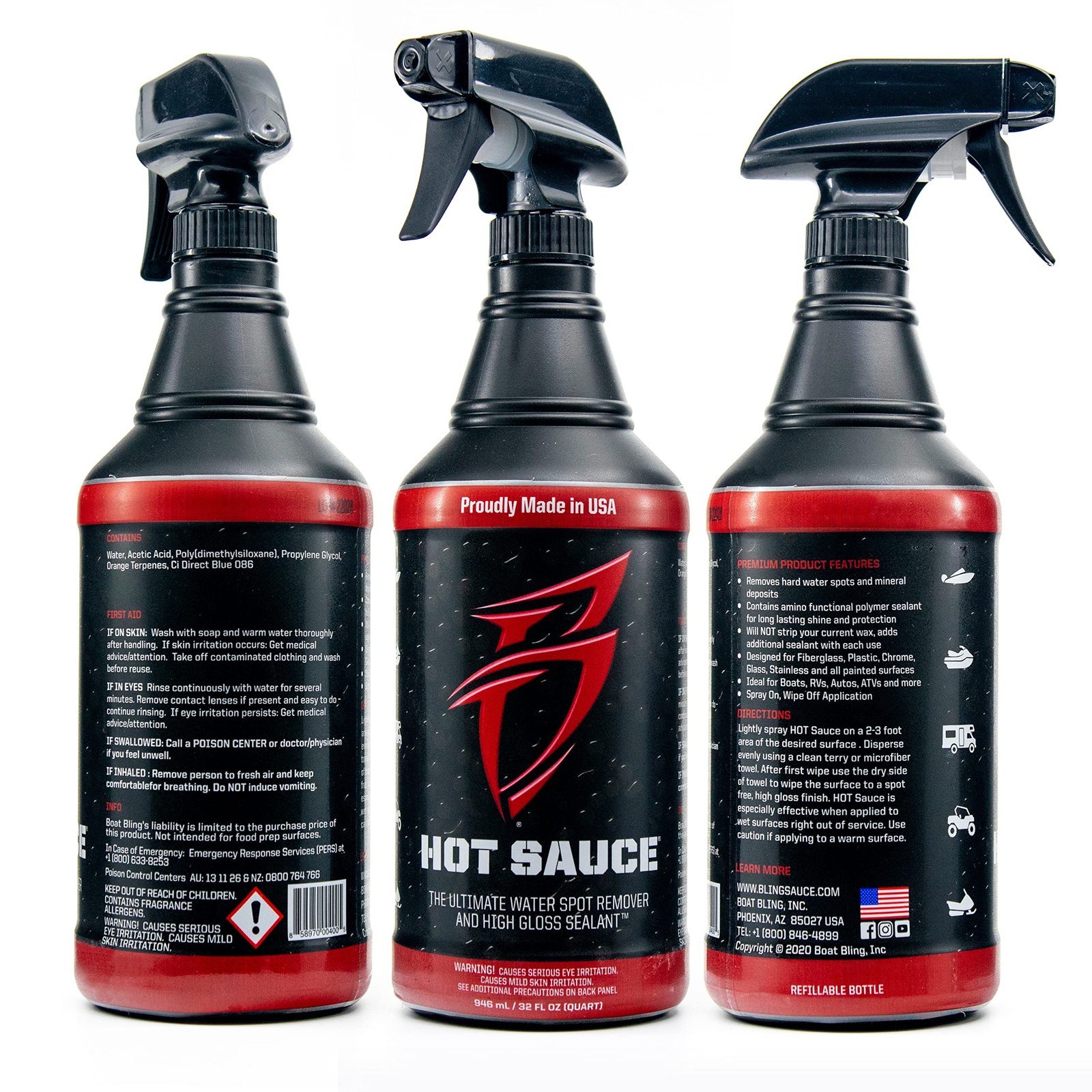 Hot Sauce Hard Water Spot Remover with High-Gloss Wax Sealant, 32 oz