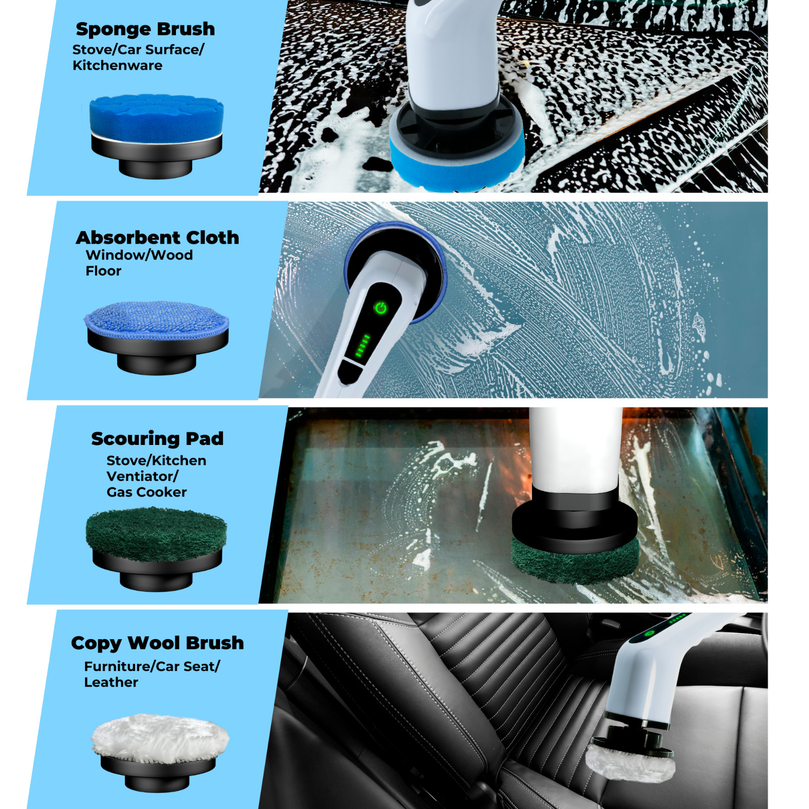 7 Heads Electric Spin Scrubber Cordless Bathtub Power Scrubber Rechargeable US
