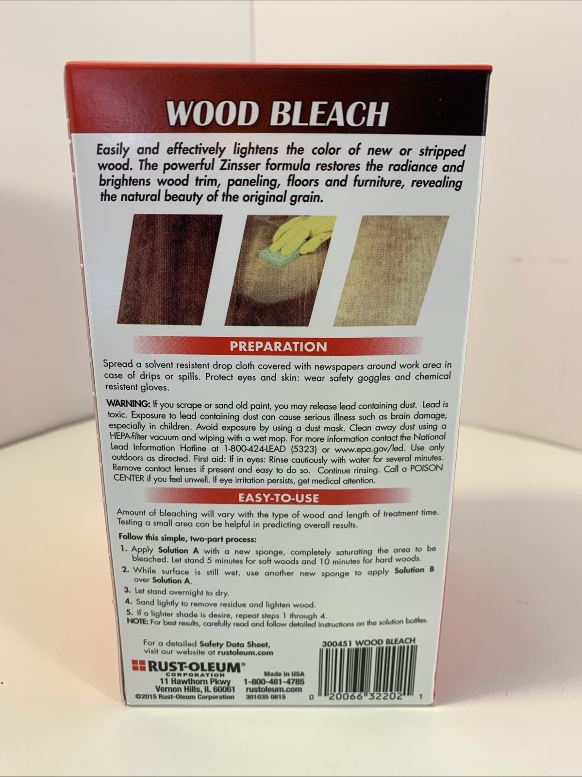 Zinsser 300451 Wood Bleach Part A & Part B 8 Ounce Each New